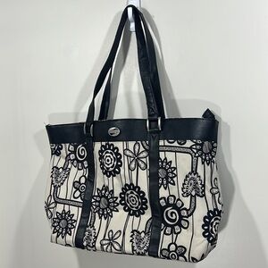 American Tourister Black and White Floral Tote Bag